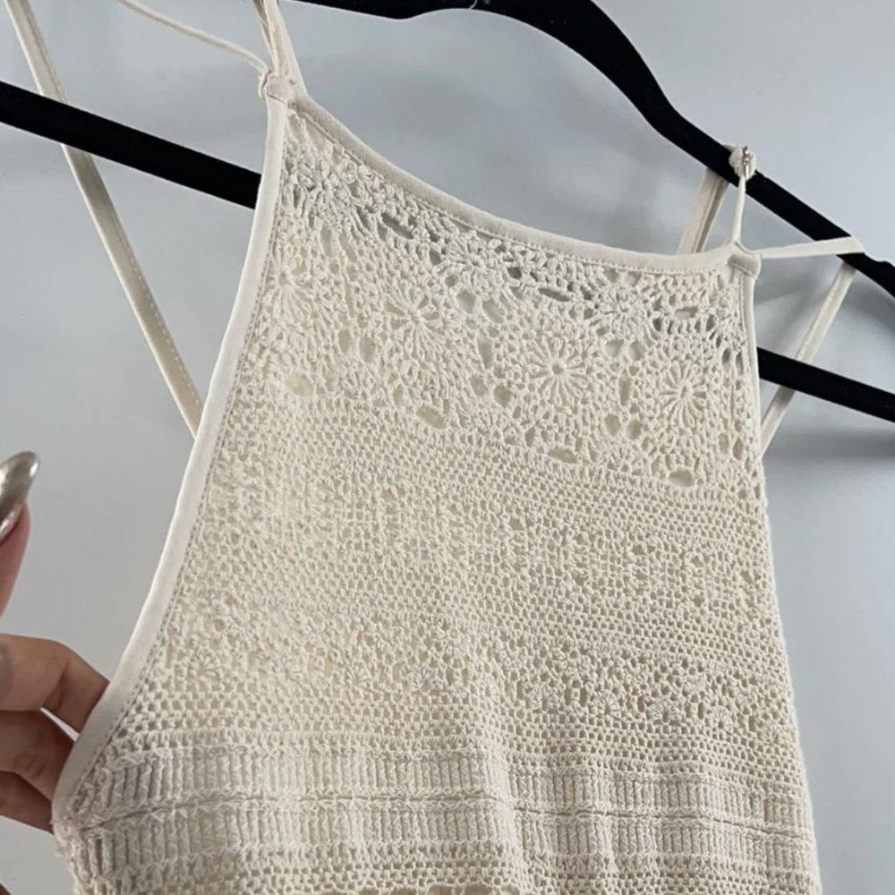 Free People Moon Bay Crochet One-Piece Jumpsuit size Medium MSRP: $198 - Picture 7 of 13